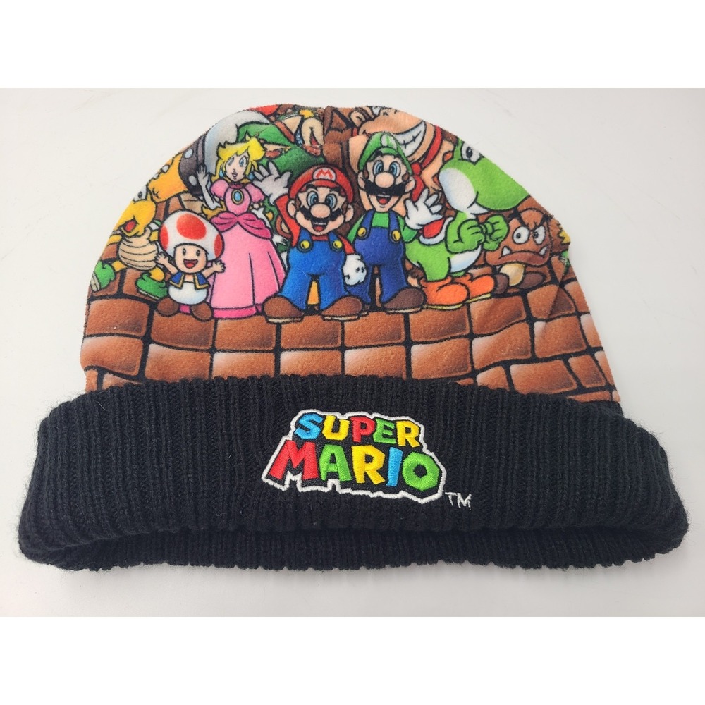 Super Mario Bros Brothers Beanie Winter Knit Hat Stocking Cap Men Women Black